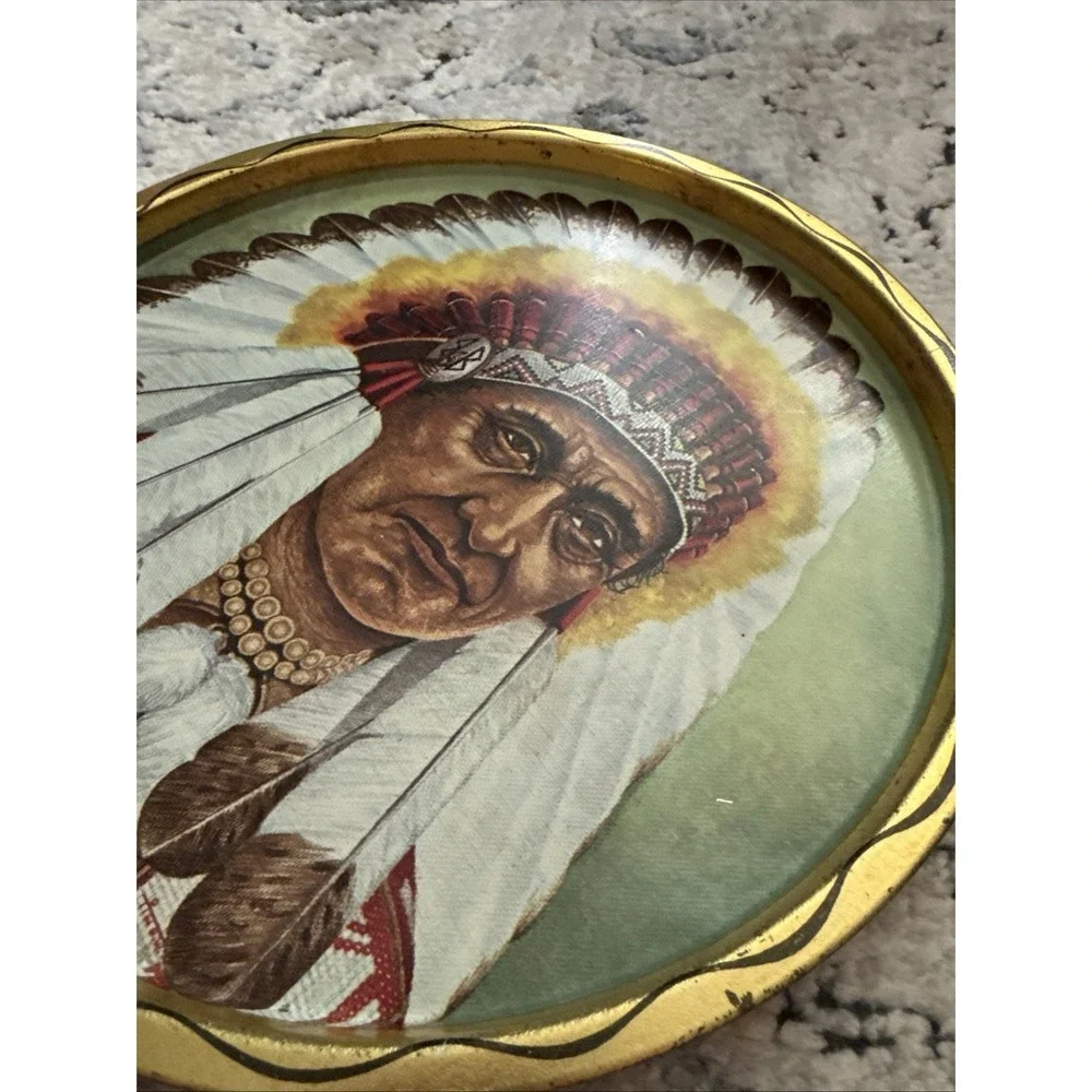 Vintage Native American Metal Tray - Round 11